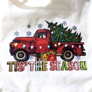 Cotton Tote Tis The Season Red Pickup Truck Christmas Bag HANDCRAFTED NEW